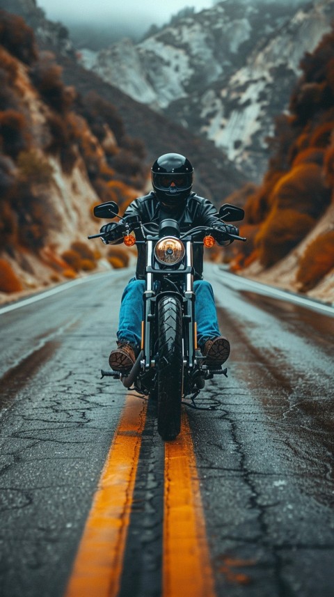 Man on Motorcycle Riding Down a Road Beach Side Biker Aesthetic Wallpaper (66)