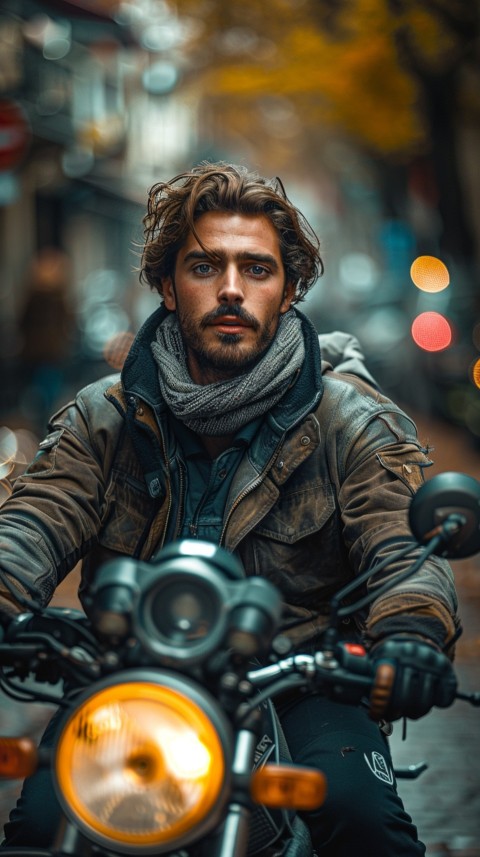 Man on Motorcycle Riding Down a Road Village Location Biker Aesthetic Wallpaper (66)