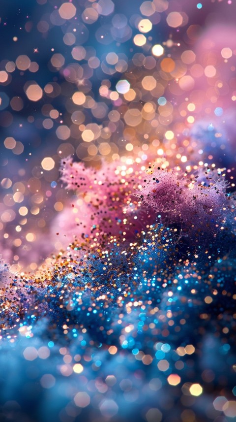 A photo of sparkling glitter in galaxy nebula pastel colors (125)