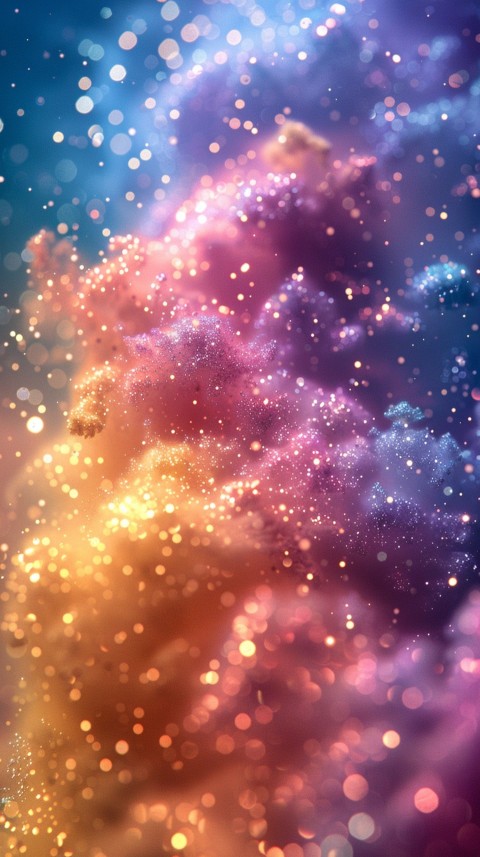 A photo of sparkling glitter in galaxy nebula pastel colors (135)