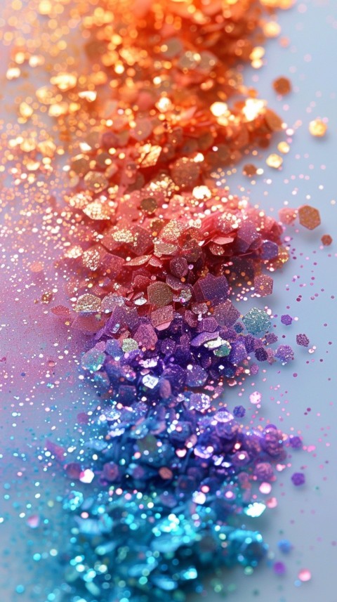 A photo of sparkling glitter in lavender orange and green pastel colors (18)