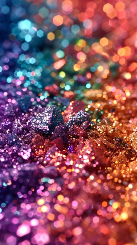 A photo of sparkling glitter in lavender orange and green pastel colors (19)