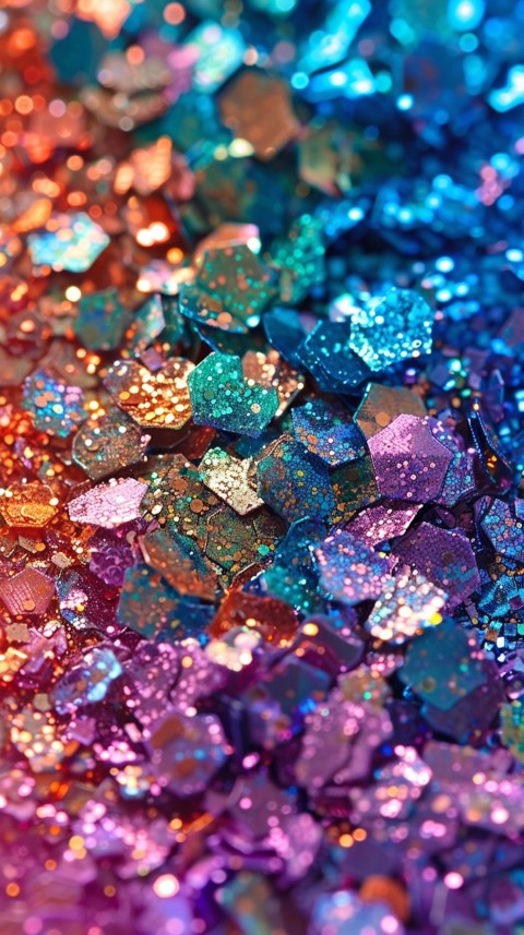 A photo of sparkling glitter in lavender orange and green pastel colors (14)