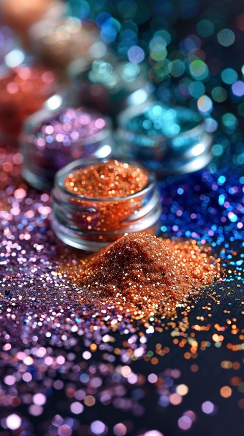 A photo of sparkling glitter in lavender orange and green pastel colors (27)