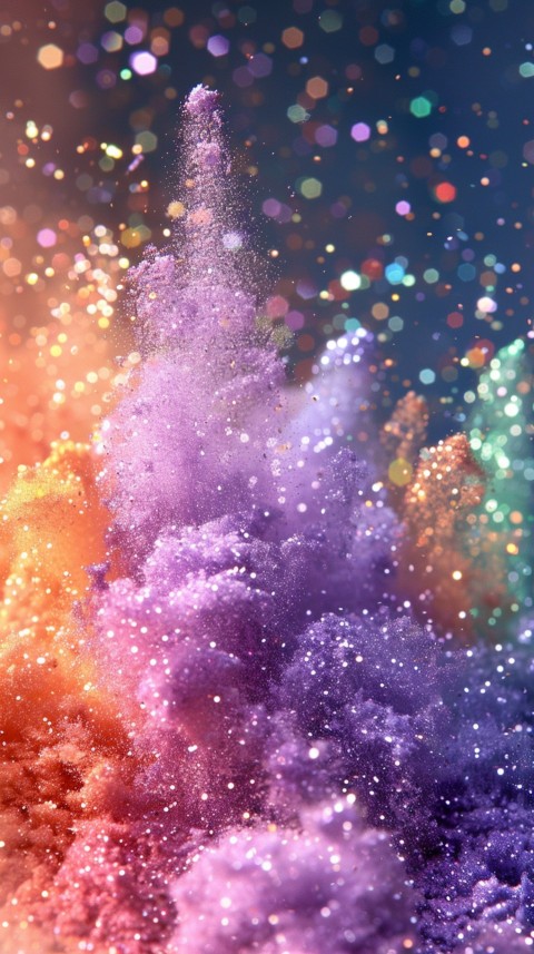 A photo of sparkling glitter in lavender orange and green pastel colors (35)