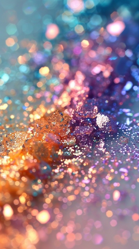 A photo of sparkling glitter in lavender orange and green pastel colors (57)