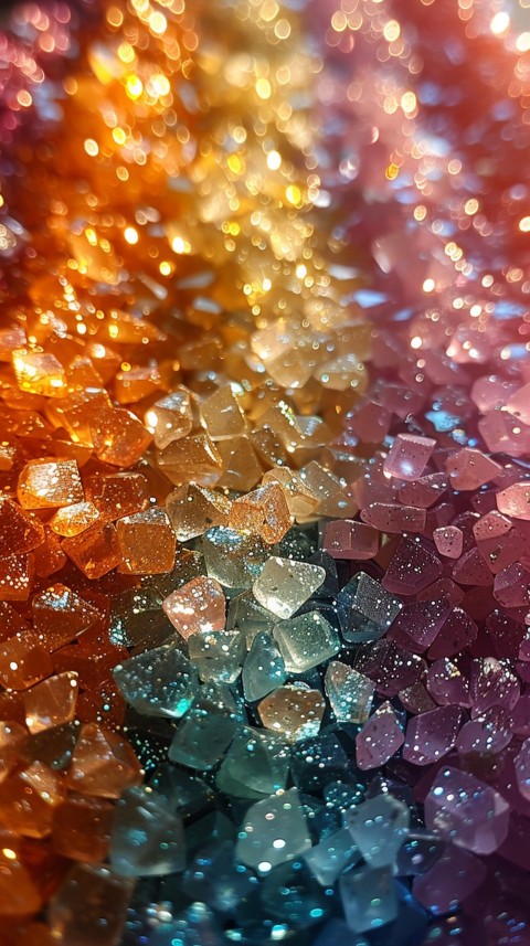 A photo of sparkling glitter in lavender orange and green pastel colors (67)