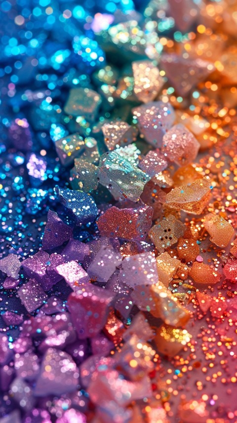 A photo of sparkling glitter in lavender orange and green pastel colors (55)