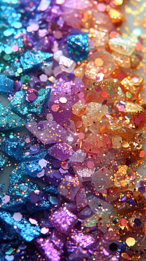 A photo of sparkling glitter in lavender orange and green pastel colors (59)