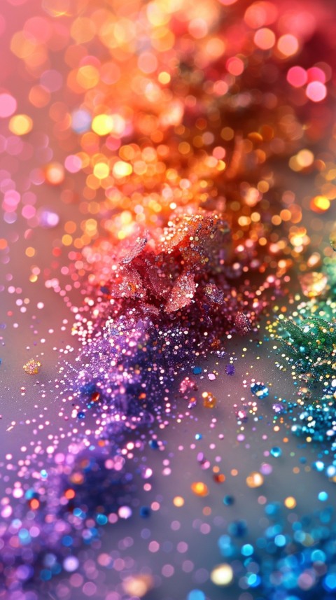 A photo of sparkling glitter in lavender orange and green pastel colors (87)