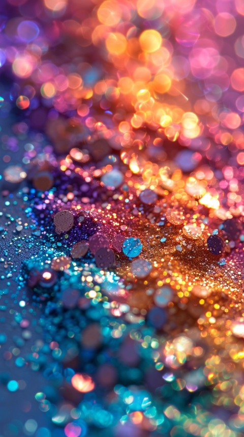 A photo of sparkling glitter in lavender orange and green pastel colors (92)