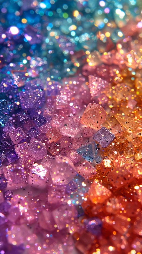 A photo of sparkling glitter in lavender orange and green pastel colors (94)