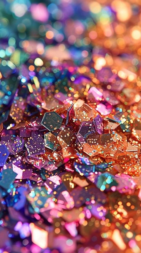 A photo of sparkling glitter in lavender orange and green pastel colors (95)