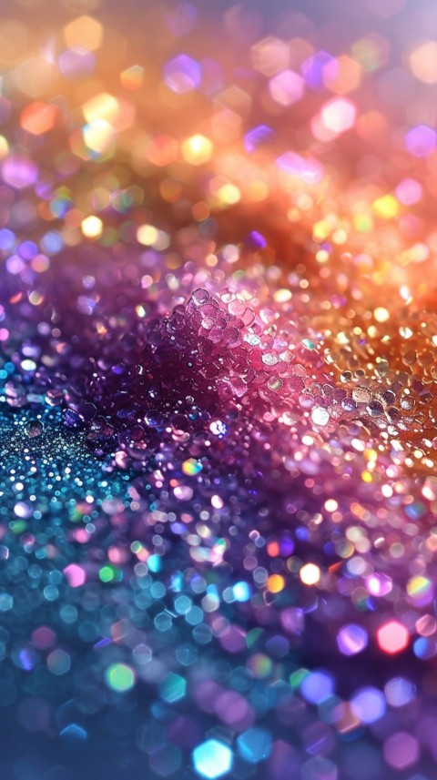 A photo of sparkling glitter in lavender orange and green pastel colors (110)