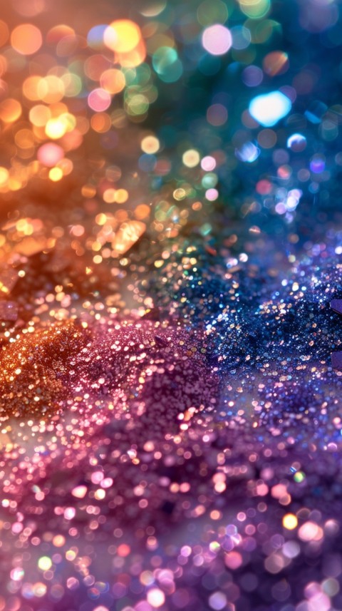 A photo of sparkling glitter in lavender orange and green pastel colors (116)