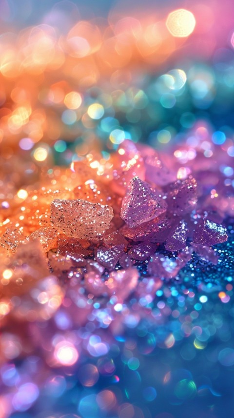 A photo of sparkling glitter in lavender orange and green pastel colors (103)