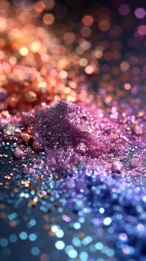 A photo of sparkling glitter in lavender orange and green pastel colors (104)