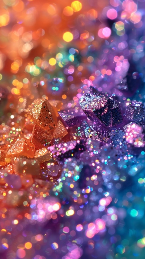 A photo of sparkling glitter in lavender orange and green pastel colors (106)