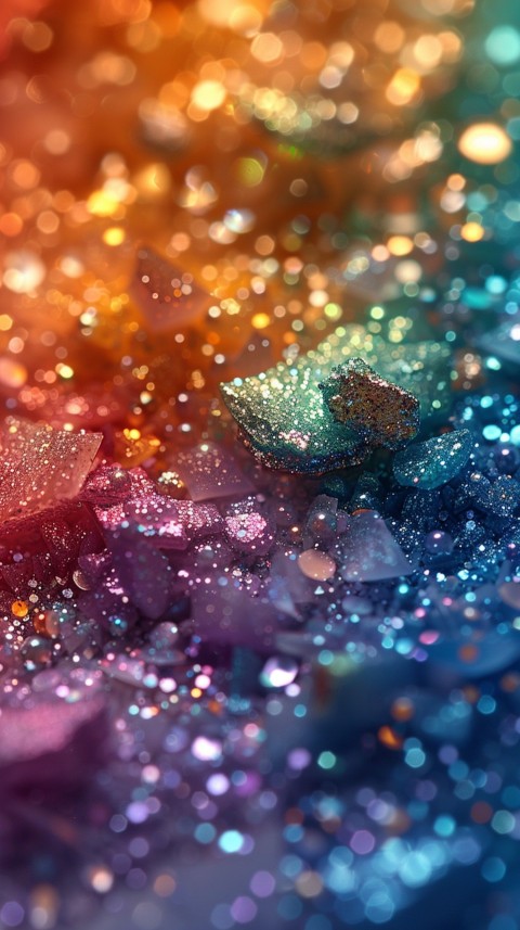 A photo of sparkling glitter in lavender orange and green pastel colors (127)