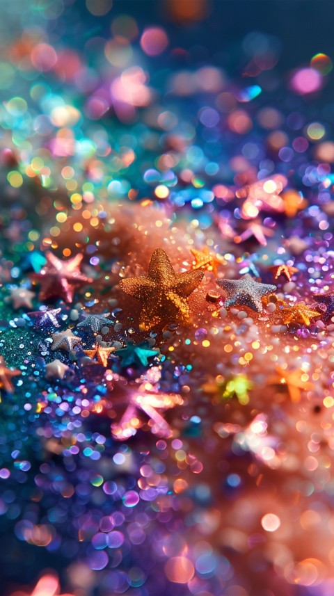 A photo of sparkling glitter in lavender orange and green pastel colors (117)