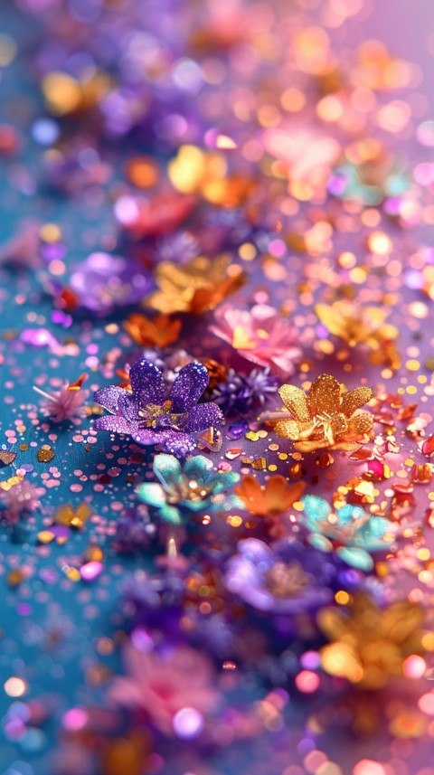 A photo of sparkling glitter in lavender orange and green pastel colors (119)