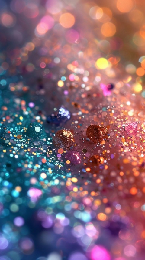 A photo of sparkling glitter in lavender orange and green pastel colors (120)