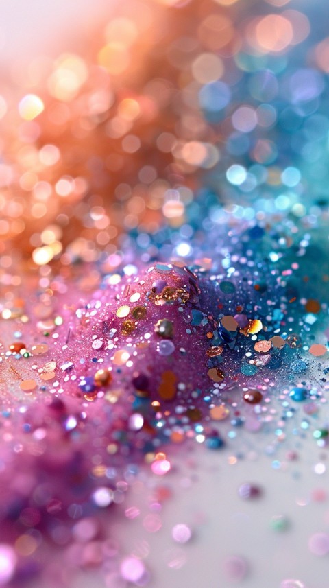 A photo of sparkling glitter in lavender orange and green pastel colors (111)