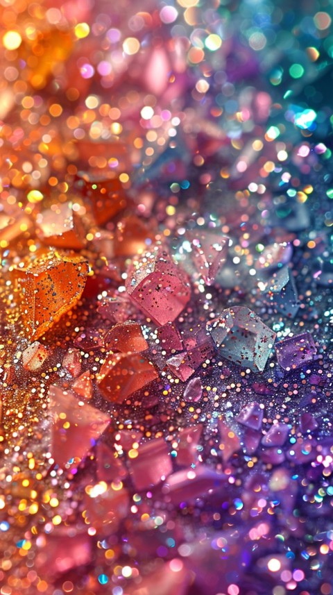 A photo of sparkling glitter in lavender orange and green pastel colors (123)