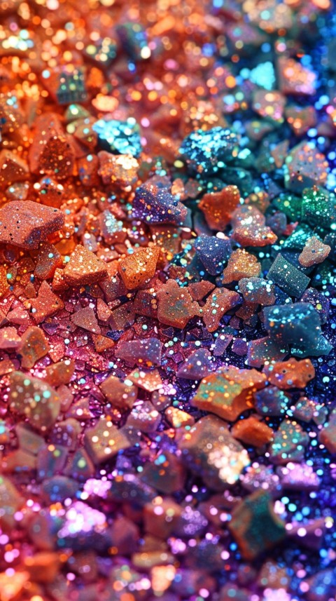 A photo of sparkling glitter in lavender orange and green pastel colors (109)