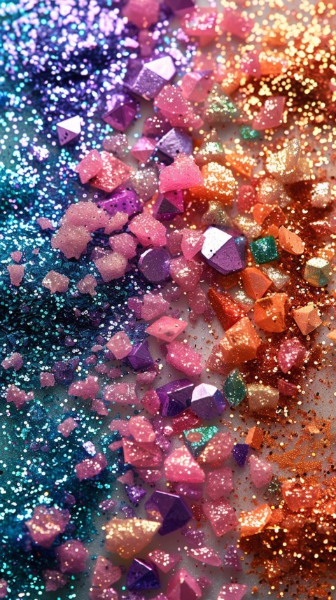 A photo of sparkling glitter in lavender orange and green pastel colors (122)