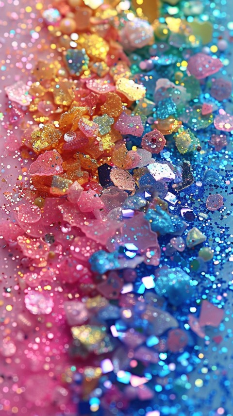 A photo of sparkling glitter in rainbow pastel colors aesthetic (70)