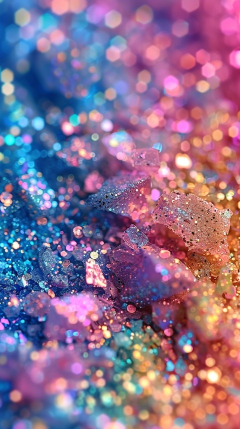 A photo of sparkling glitter in rainbow pastel colors aesthetic (117)