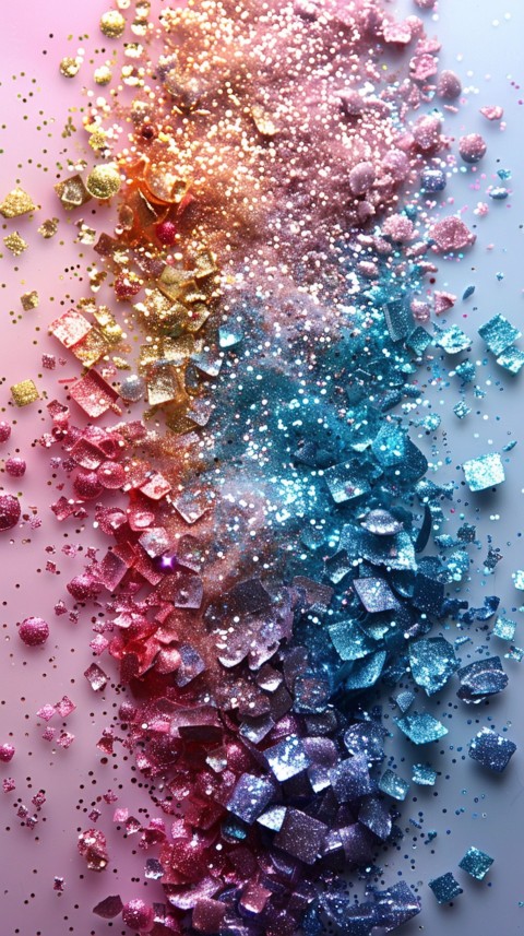 A photo of sparkling glitter in rainbow pastel colors aesthetic (126)