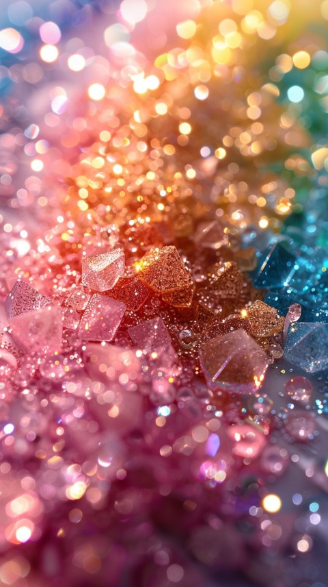 A photo of sparkling glitter in rainbow pastel colors aesthetic (144)