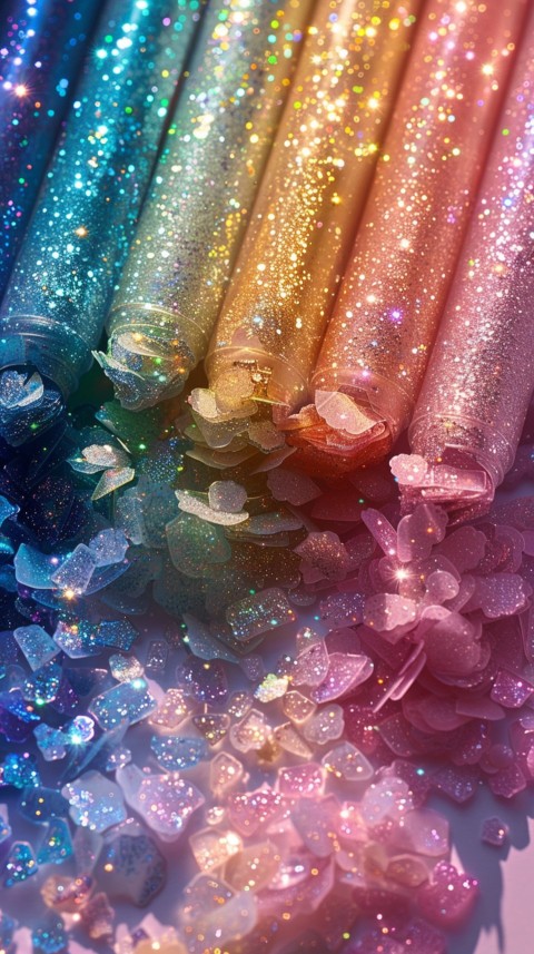 A photo of sparkling glitter in rainbow pastel colors aesthetic (162)