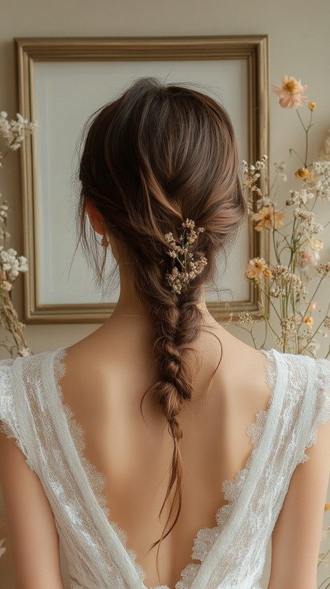 Woman in a White Dress with a Thick Braid in Front of a Beige Wall – Feminine Blogger Aesthetic (19)