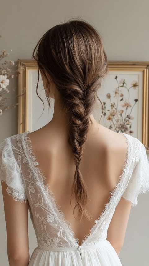 Woman in a White Dress with a Thick Braid in Front of a Beige Wall – Feminine Blogger Aesthetic (51)