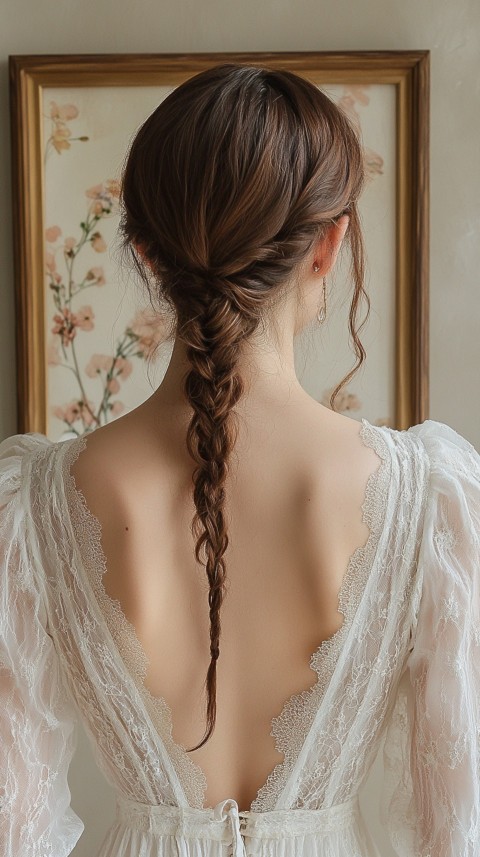 Woman in a White Dress with a Thick Braid in Front of a Beige Wall – Feminine Blogger Aesthetic (28)