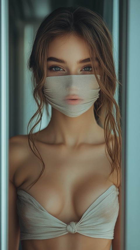 Woman in an Elevator in a Pretty Pose Covering Her Face – Feminine Blogger Aesthetic (317)