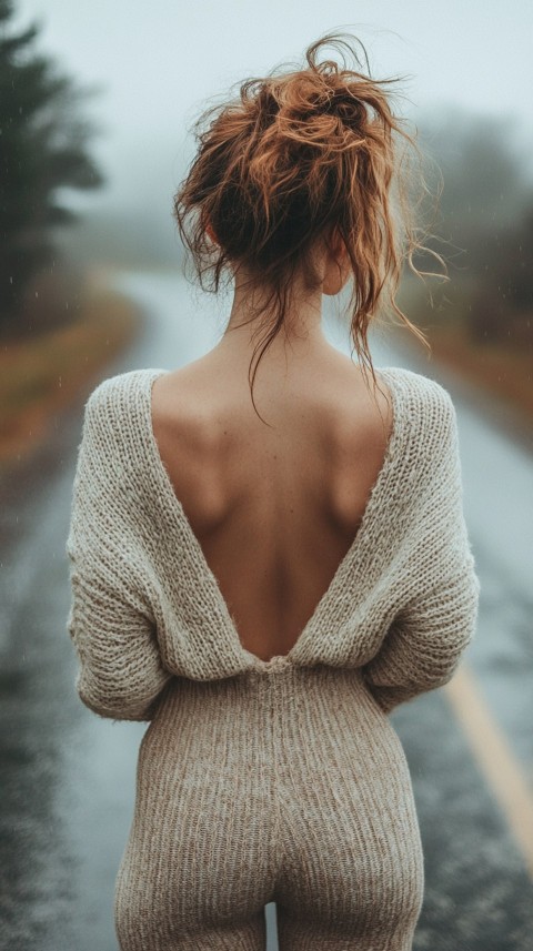 Woman’s Torso on a Paved Road – Cozy Feminine Blogger Aesthetic (68)