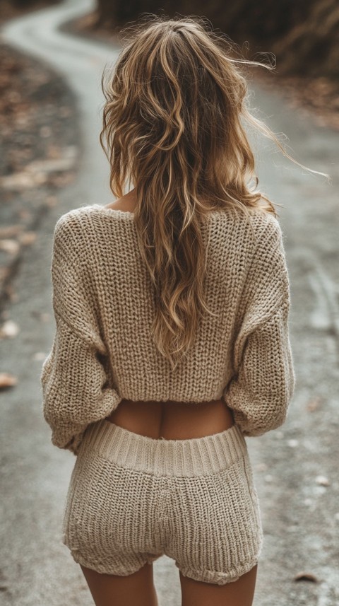 Woman’s Torso on a Paved Road – Cozy Feminine Blogger Aesthetic (164)