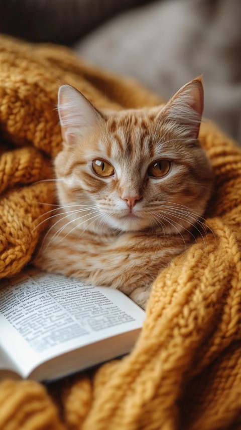 Woman’s Lap with a Brown Cat and an Open Book Nearby – Feminine Blogger Aesthetic (6)