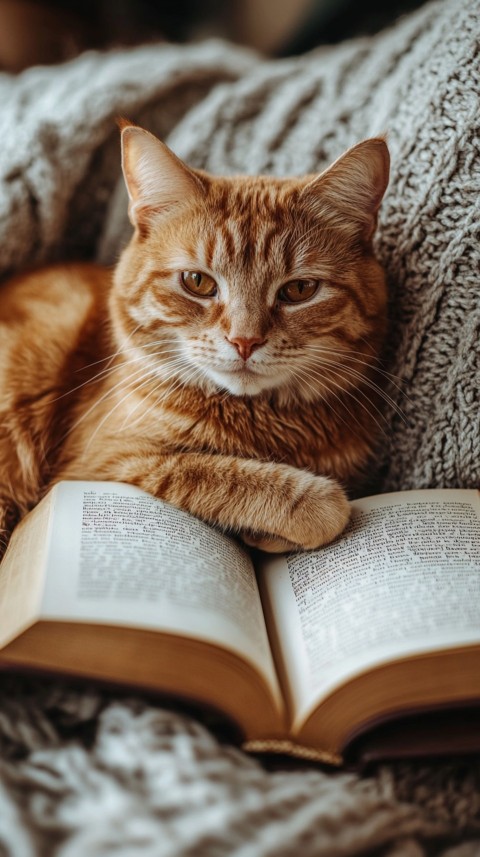 Woman’s Lap with a Brown Cat and an Open Book Nearby – Feminine Blogger Aesthetic (2)