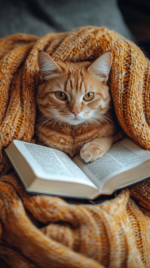 Woman’s Lap with a Brown Cat and an Open Book Nearby – Feminine Blogger Aesthetic (46)