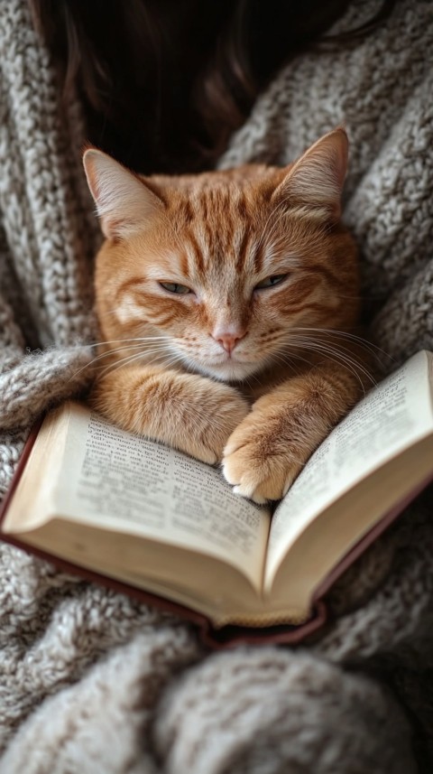 Woman’s Lap with a Brown Cat and an Open Book Nearby – Feminine Blogger Aesthetic (60)