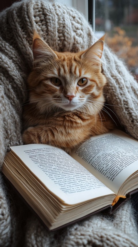 Woman’s Lap with a Brown Cat and an Open Book Nearby – Feminine Blogger Aesthetic (76)