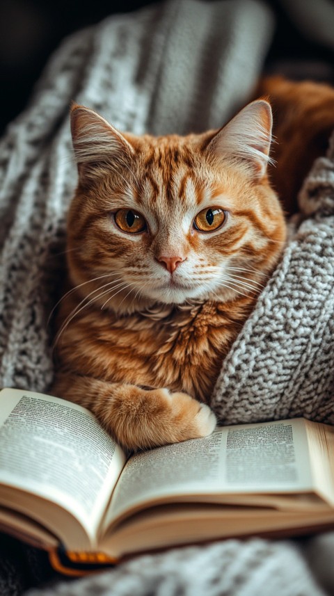 Woman’s Lap with a Brown Cat and an Open Book Nearby – Feminine Blogger Aesthetic (56)