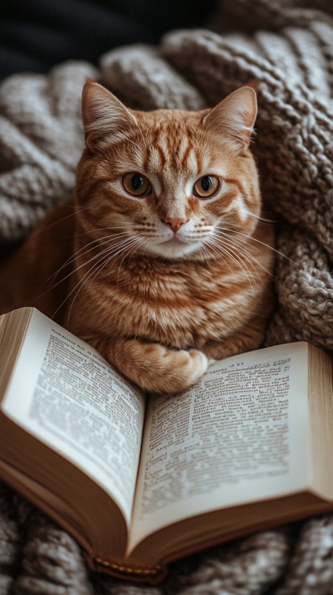 Woman’s Lap with a Brown Cat and an Open Book Nearby – Feminine Blogger Aesthetic (93)