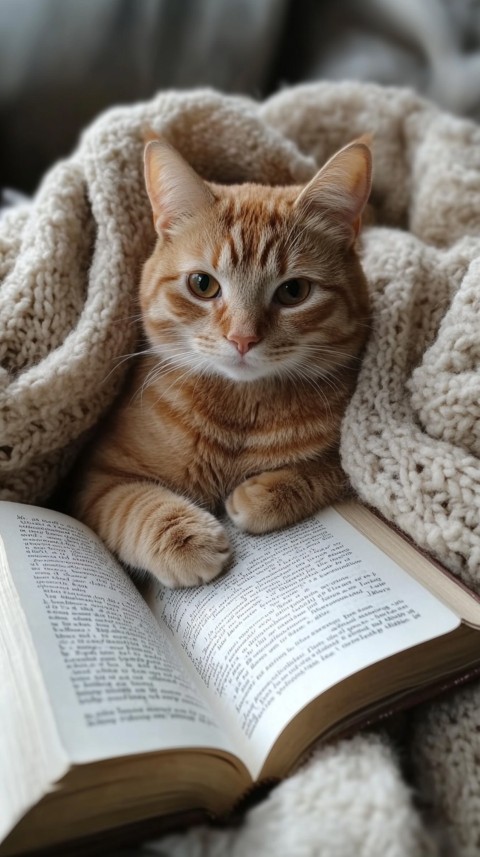 Woman’s Lap with a Brown Cat and an Open Book Nearby – Feminine Blogger Aesthetic (154)