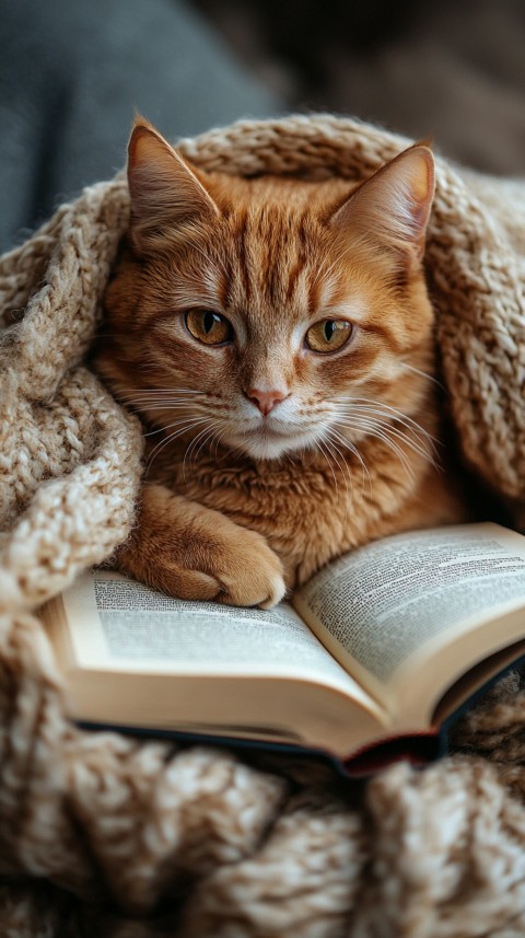 Woman’s Lap with a Brown Cat and an Open Book Nearby – Feminine Blogger Aesthetic (157)